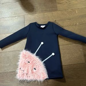 Long Sleeve Little Girls Halabaloo Furry Monster Dress